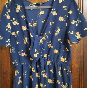 Forever 21 floral Navy blue jump suit
